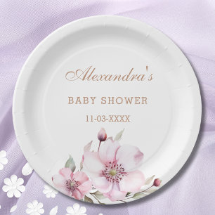 Elegante Blütenrot Rosen Babydusche Pappteller