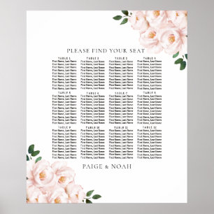Elegante Blütentische Seekarte Hochzeit Poster
