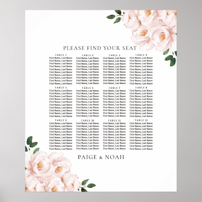 Elegante Blütentische Seekarte Hochzeit Poster (Vorne)