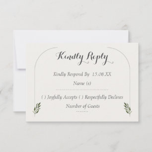 Elegante Bogen Botanische Grünpflanzen Hochzeit RS RSVP Karte