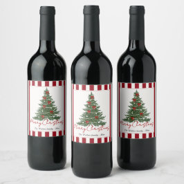 Elegante Bogen-Weihnachtsbaum-Party-Weinlabel Weinetikett