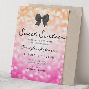 Elegante Bogenlichter Sweet Sixteen Ombre Orange P Einladung