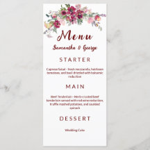 Elegante Boheme-Blumen-Hochzeitsmenü-Vorlage