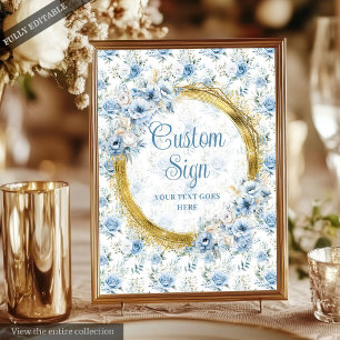 Elegante Bohemisch Light Blue Gold Hochzeit kunden Poster