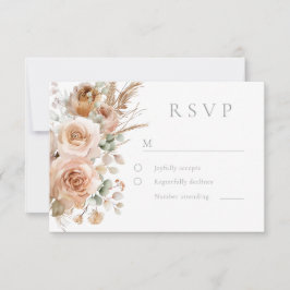 Elegante Bohemische Blume Moderne Hochzeit RSVP Karte