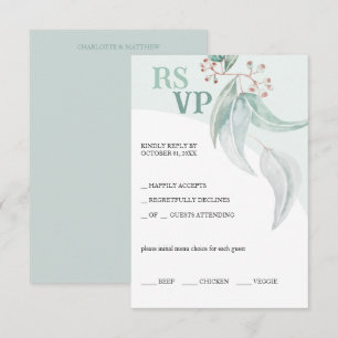 Elegante Bohemische Eukalyptus Watercolor Technik/ RSVP Karte