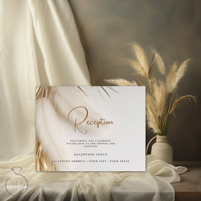 Elegante Bohemische Goldpampas nach dem Party Begleitkarte (Von Creator hochgeladen)