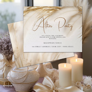 Elegante Bohemische Goldpampas nach dem Party Begleitkarte