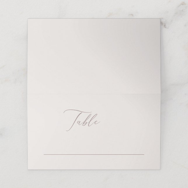 Elegante Bohemische Hochzeit in Elfenbein Minimali Platzkarte (Außenseite Aufgefaltet)