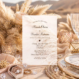 Elegante Bohemische Pampas Grass Hochzeit Einladun Einladung