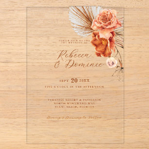 Elegante Bohemische Rustikale Hochzeit Acryleinladungen