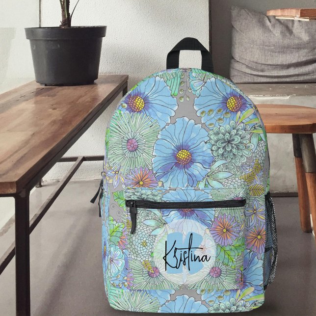Elegante Bohemische Wasserfarben Botanicals Bedruckter Rucksack (Von Creator hochgeladen)