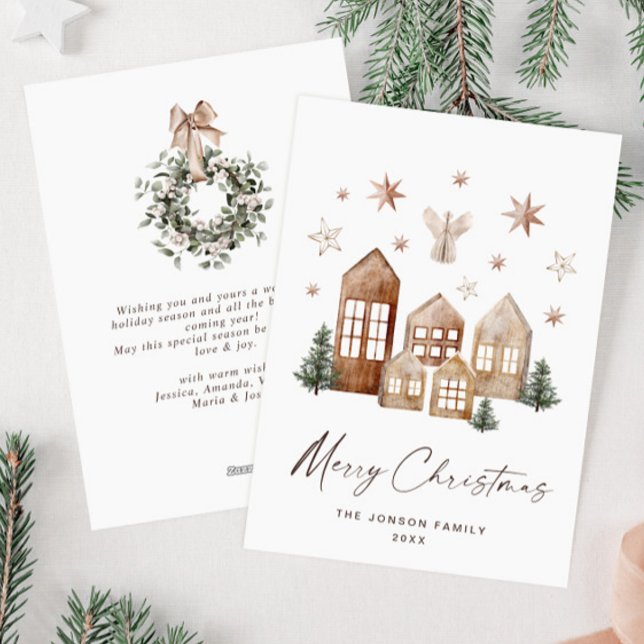 Elegante Bohemische Weihnachtsgrüße Feiertagskarte (Von Creator hochgeladen)