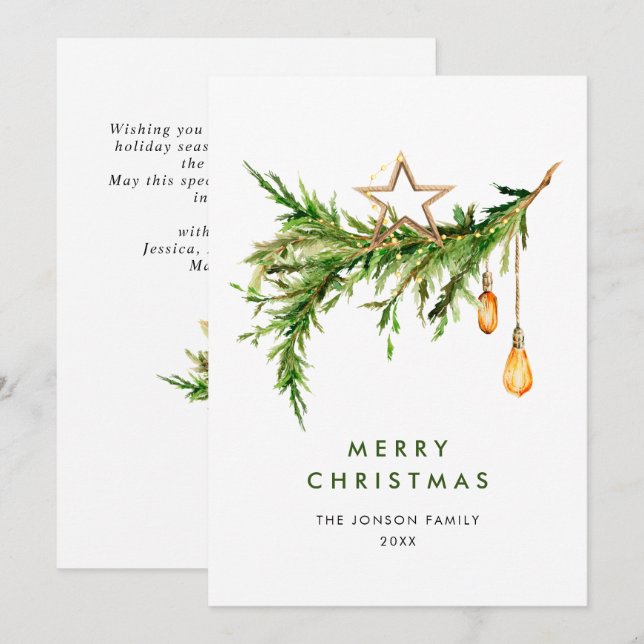 Elegante Bohemische Weihnachtskomposition Feiertagskarte (Vorne/Hinten)