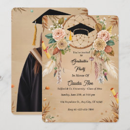 Elegante Boho Abschluss Einladungskarte