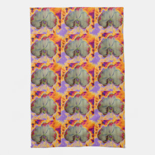 Elegante boho-abstrakte Wasserfarben-Orchideenmale Geschirrtuch