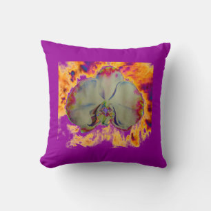 Elegante boho-abstrakte Wasserfarben-Orchideenmale Kissen