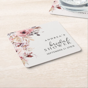 Elegante Boho-Aquarell-Blumen-Brautparty Rechteckiger Pappuntersetzer