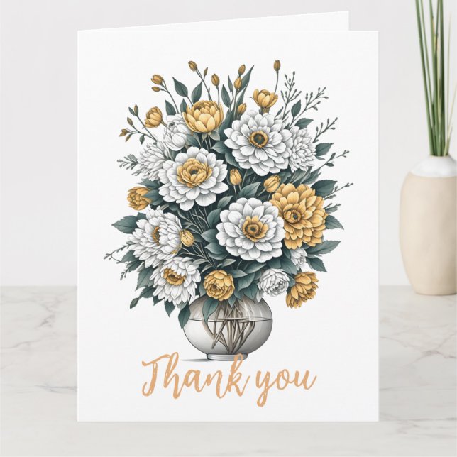Elegante Boho Art Blume in einer Vase Vielen Dank Karte (Vorderseite)
