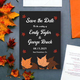 Elegante Boho Black and White Herbstlaubs Hochzeit Save The Date