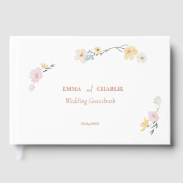 Elegante boho Blume Kalligrafie Hochzeit Gästebuch