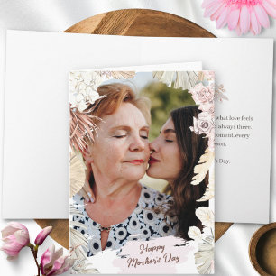 Elegante Boho-Blumen-Foto-Muttertags-Karte Karte