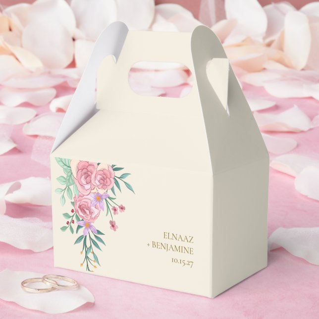 Elegante Boho Blush Pink Blumenzwiebelblume Hochze Geschenkschachtel (Hochzeit)