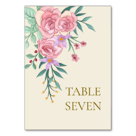 Elegante Boho Blush Pink Blumenzwiebelblume Hochze Tischnummer
