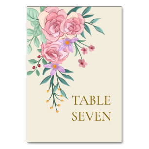 Elegante Boho Blush Pink Blumenzwiebelblume Hochze Tischnummer