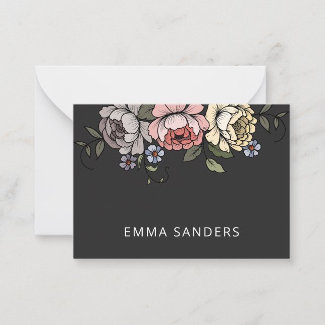 Elegante Boho Botanical Florals Calling Card Mitteilungskarte (Vorderseite)