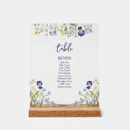 Elegante boho Botanische Wildblumen Blaue Hochzeit Acrylschild