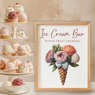 Elegante Boho-Brautjungfernparty-Eiscreme-Bar Poster