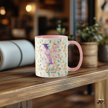 Elegante Boho Chic Floral Monogram Tasse - Y