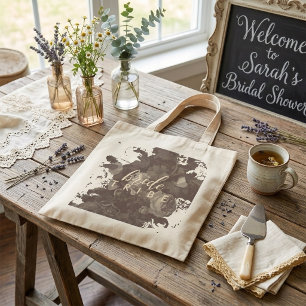 Elegante Boho-Chic-Typografie Florale Brautparty Tragetasche