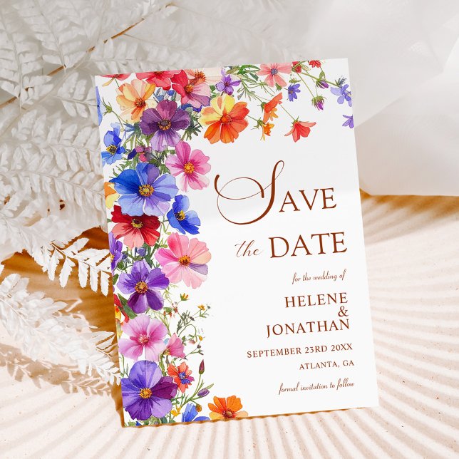 Elegante Boho-Chic-Wildflower-Gartenhochzeit Save The Date (Elegant Boho Chic Wildflower Garden Wedding Save The Date)