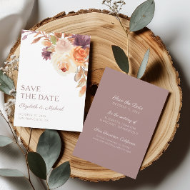 Elegante Boho Fall Floral Save the Date Card Einladung