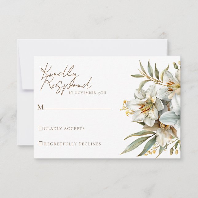 Elegante Boho Fall Floral Wedding RSVP Cards (Vorderseite)