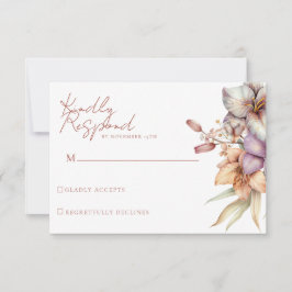 Elegante Boho Fall Floral Wedding RSVP Cards Karte
