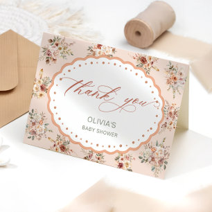 Elegante Boho-Floral-Baby-Shower-Dankeskarte Dankeskarte