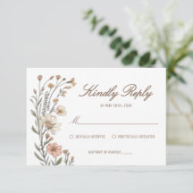 Elegante Boho-Floral-Hochzeit RSVP-Karte