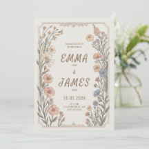 Elegante Boho-Floral-Hochzeits-Einladung
