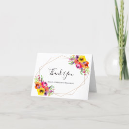 Elegante Boho Geometric Watercolor Floral Wedding Dankeskarte