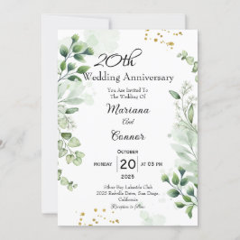 Elegante Boho-Grün-Hochzeit-Jubiläum  Einladung
