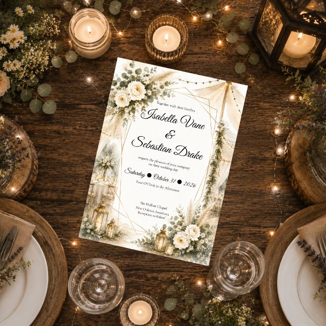 Elegante Boho-Hochzeit Einladung (Von Creator hochgeladen)