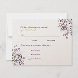 Elegante Boho Lila Spiralen Hochzeits-RSVP-Karte RSVP Karte