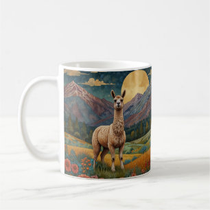 Elegante boho llama alpaca Vintage Landschaft Kaffeetasse
