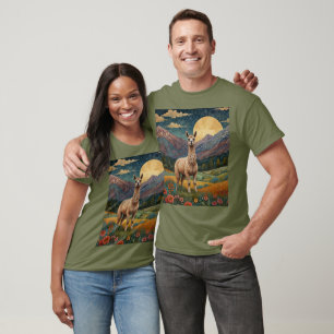 Elegante boho llama alpaca Vintage Landschaft T-Shirt