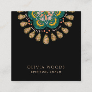 Elegante Boho-Mandala-Florale spirituelle Traineri Quadratische Visitenkarte