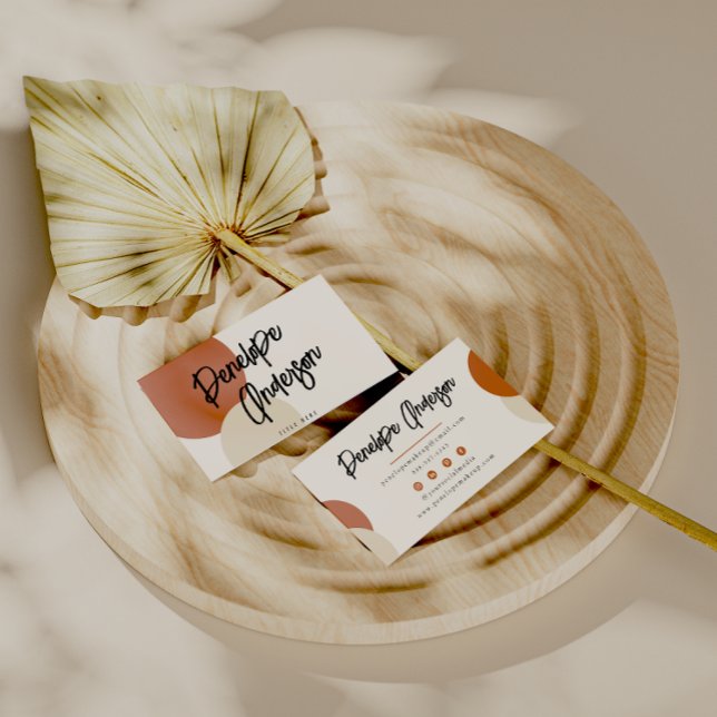 Elegante Boho Neutral Chic Terracotta auf dem Mont Visitenkarte (Von Creator hochgeladen)