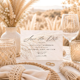 Elegante Boho Pampas Grass Save the Date Card